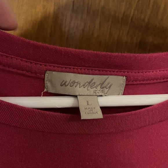 Girls Wonderly T-Shirt Dress Size Large Dark Pink Knee Length Comfy Short Sleeve - Picture 3 of 6